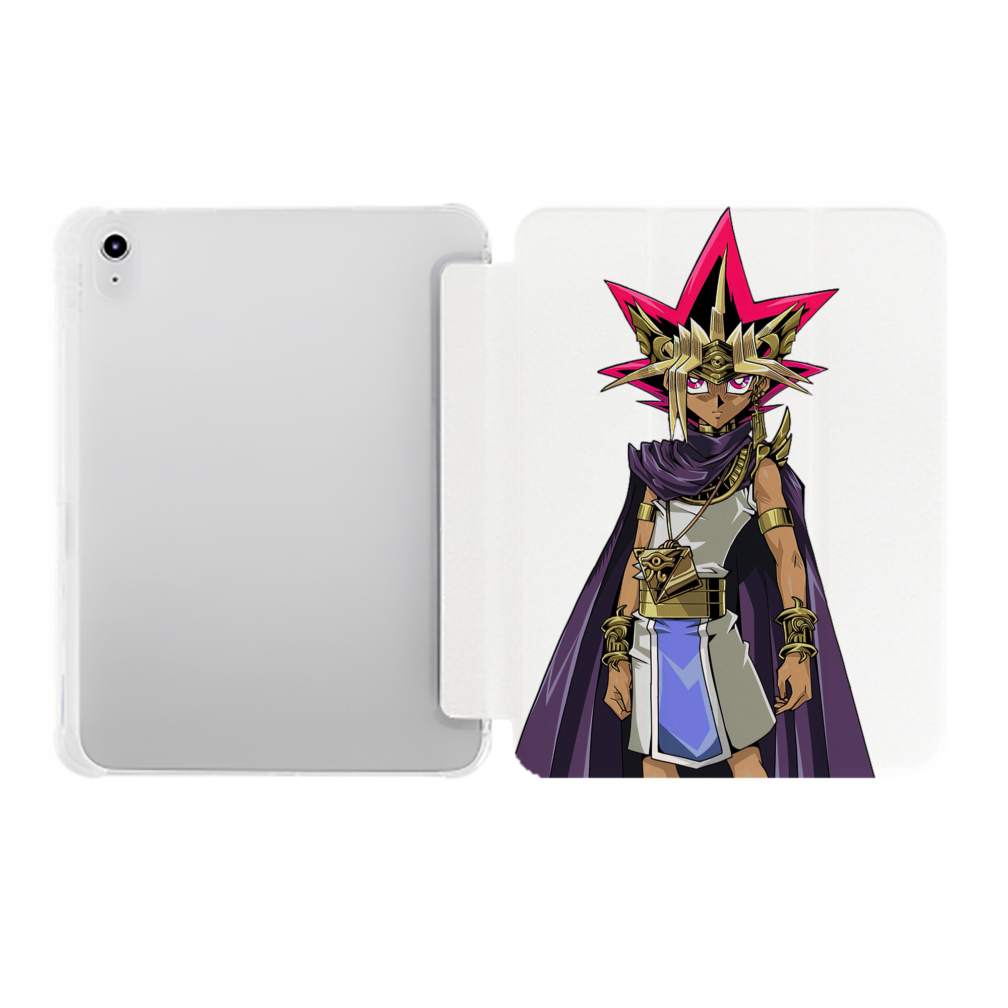 （画像用） 遊☆戯☆王 Yu-Gi-Oh! IPad ケース ペン収納付き 三つ折りスタンド PUレザー×シリコン 対応機種9.5/10.5/10.9インチ